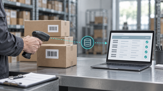 Illustration of offline barcode capture, local storage and later inventory upload