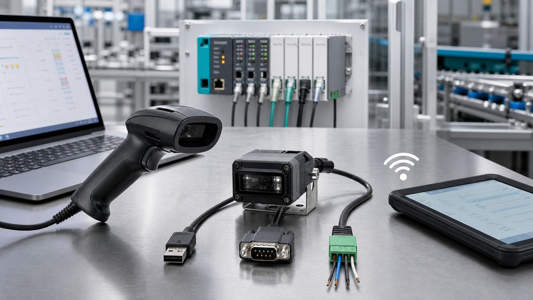 Barcode scanners connected through USB, serial and wireless interfaces