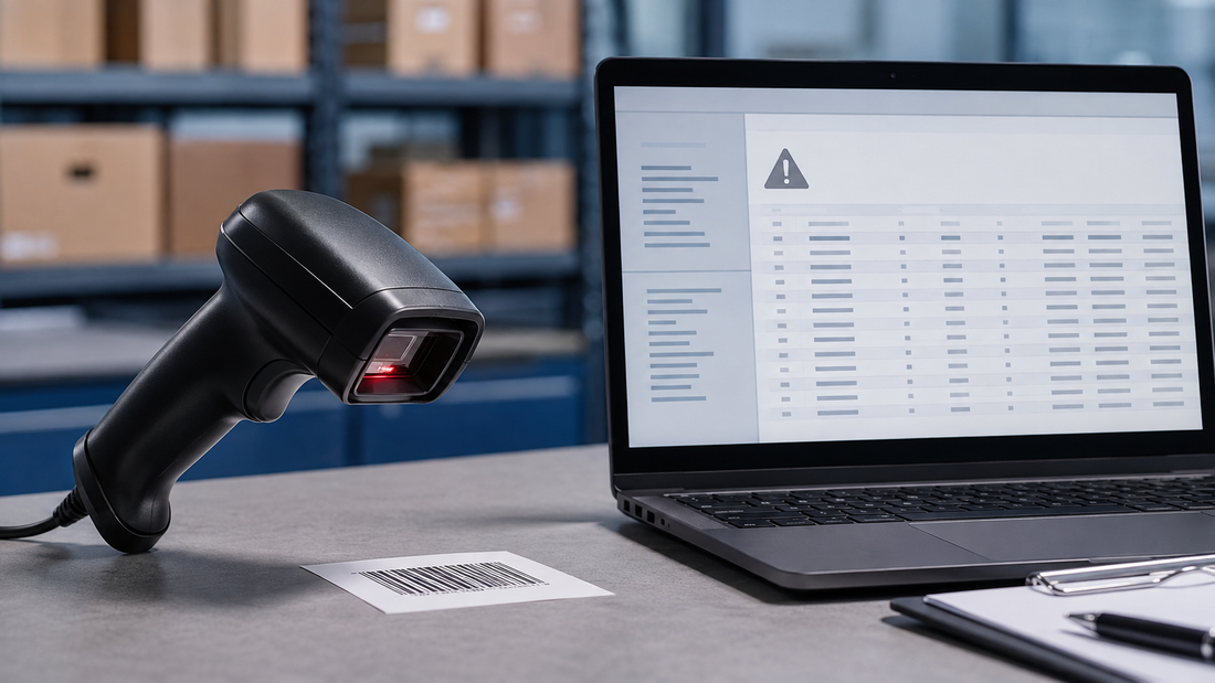 Barcode scanner wrong characters troubleshooting with laptop data warning