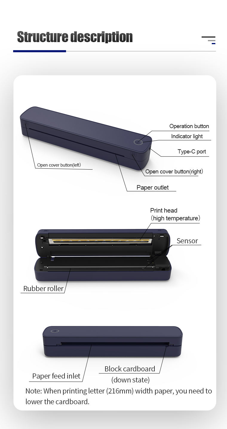 WD-210P6B 210mm A4 Thermal Printer